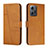 Leather Case Stands Flip Cover Holder Y01X for Xiaomi Redmi Note 12 4G Light Brown