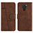 Leather Case Stands Flip Cover Holder Y01X for Xiaomi Redmi Note 9 Brown