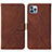 Leather Case Stands Flip Cover Holder Y02B for Apple iPhone 13 Pro Brown