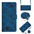 Leather Case Stands Flip Cover Holder Y02B for Huawei Enjoy 50 Blue