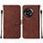 Leather Case Stands Flip Cover Holder Y02B for OnePlus Ace 2 5G Brown