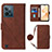 Leather Case Stands Flip Cover Holder Y02B for Realme C31 Brown