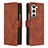 Leather Case Stands Flip Cover Holder Y02B for Samsung Galaxy Z Fold5 5G Brown