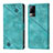 Leather Case Stands Flip Cover Holder Y02B for Vivo V21e 4G Cyan