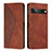 Leather Case Stands Flip Cover Holder Y02X for Google Pixel 7 Pro 5G Brown