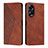 Leather Case Stands Flip Cover Holder Y02X for Huawei Honor X5 Plus Brown