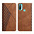 Leather Case Stands Flip Cover Holder Y02X for Motorola Moto E20 Brown