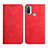 Leather Case Stands Flip Cover Holder Y02X for Motorola Moto E20 Red