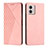 Leather Case Stands Flip Cover Holder Y02X for Motorola Moto G53 5G Rose Gold