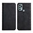 Leather Case Stands Flip Cover Holder Y02X for Motorola Moto G60s Black