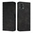 Leather Case Stands Flip Cover Holder Y02X for Motorola Moto G72 Black