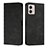 Leather Case Stands Flip Cover Holder Y02X for Motorola Moto G73 5G Black