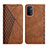 Leather Case Stands Flip Cover Holder Y02X for Oppo A54 5G Brown