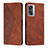Leather Case Stands Flip Cover Holder Y02X for Oppo A77 5G Brown