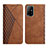 Leather Case Stands Flip Cover Holder Y02X for Oppo A94 5G Brown