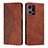 Leather Case Stands Flip Cover Holder Y02X for Oppo F21 Pro 4G Brown