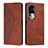 Leather Case Stands Flip Cover Holder Y02X for Oppo Reno10 Pro+ Plus 5G Brown