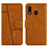 Leather Case Stands Flip Cover Holder Y02X for Samsung Galaxy A20 Light Brown