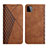 Leather Case Stands Flip Cover Holder Y02X for Samsung Galaxy A22 5G Brown