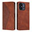 Leather Case Stands Flip Cover Holder Y02X for Xiaomi Poco C55 Brown
