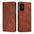 Leather Case Stands Flip Cover Holder Y02X for Xiaomi Poco M4 5G Brown