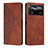 Leather Case Stands Flip Cover Holder Y02X for Xiaomi Poco X4 Pro 5G Brown