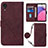 Leather Case Stands Flip Cover Holder Y03B for Samsung Galaxy A03 Core Red Wine