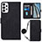 Leather Case Stands Flip Cover Holder Y03B for Samsung Galaxy A73 5G Black