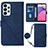 Leather Case Stands Flip Cover Holder Y03B for Samsung Galaxy A73 5G Blue