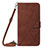 Leather Case Stands Flip Cover Holder Y03B for Samsung Galaxy M53 5G Brown
