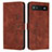 Leather Case Stands Flip Cover Holder Y03X for Google Pixel 6a 5G Brown