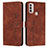 Leather Case Stands Flip Cover Holder Y03X for Motorola Moto E20 Brown