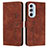 Leather Case Stands Flip Cover Holder Y03X for Motorola Moto Edge 30 Pro 5G Brown