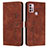 Leather Case Stands Flip Cover Holder Y03X for Motorola Moto G10 Power Brown