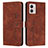 Leather Case Stands Flip Cover Holder Y03X for Motorola Moto G53j 5G Brown