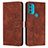 Leather Case Stands Flip Cover Holder Y03X for Motorola Moto G71 5G Brown