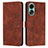 Leather Case Stands Flip Cover Holder Y03X for Oppo A18 Brown