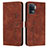 Leather Case Stands Flip Cover Holder Y03X for Oppo Reno5 F Brown