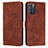 Leather Case Stands Flip Cover Holder Y03X for Oppo Reno6 5G Brown