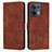 Leather Case Stands Flip Cover Holder Y03X for Oppo Reno9 5G Brown