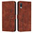 Leather Case Stands Flip Cover Holder Y03X for Samsung Galaxy A02 Brown