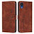 Leather Case Stands Flip Cover Holder Y03X for Samsung Galaxy A03 Core Brown