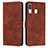 Leather Case Stands Flip Cover Holder Y03X for Samsung Galaxy A20 Brown