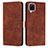 Leather Case Stands Flip Cover Holder Y03X for Samsung Galaxy M12 Brown