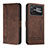 Leather Case Stands Flip Cover Holder Y03X for Xiaomi Poco C40 Brown