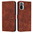 Leather Case Stands Flip Cover Holder Y03X for Xiaomi Poco M5S Brown