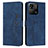 Leather Case Stands Flip Cover Holder Y03X for Xiaomi Redmi 10 India Blue