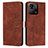 Leather Case Stands Flip Cover Holder Y03X for Xiaomi Redmi 10 India Brown
