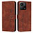 Leather Case Stands Flip Cover Holder Y03X for Xiaomi Redmi 10C 4G Brown