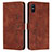 Leather Case Stands Flip Cover Holder Y03X for Xiaomi Redmi 9A Brown